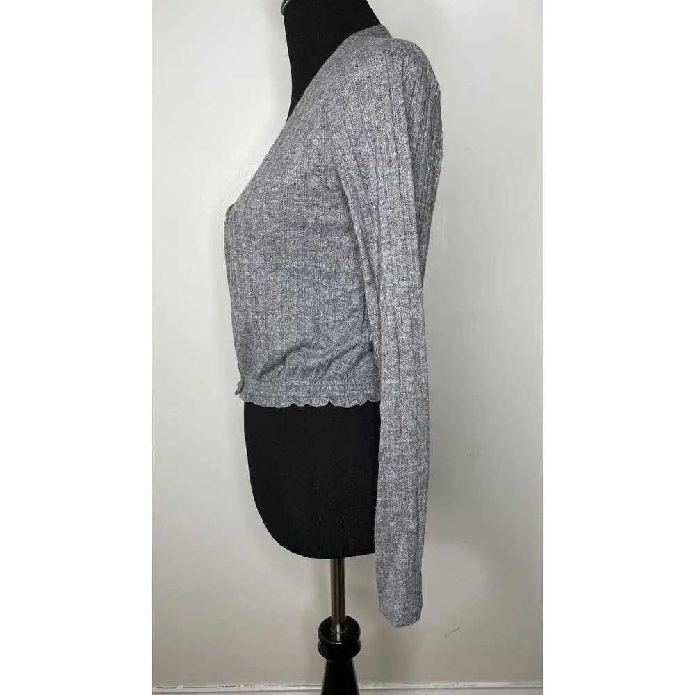 NWT‎ Women's Abound Pointelle Knit Crop Grey Sweater S